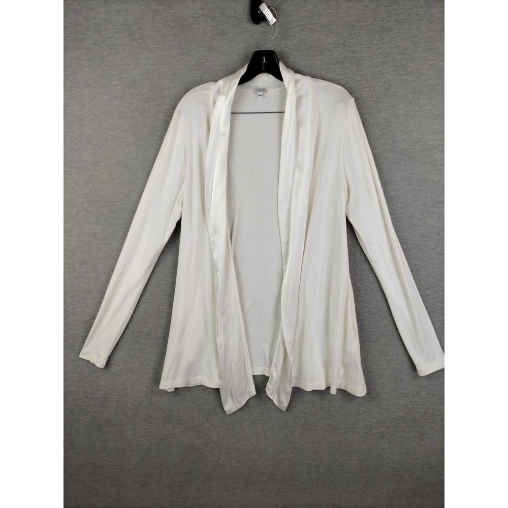 PJ Harlow Womens Sweater Medium White Open Cardigan Lounge Casual Soft‎ Resort